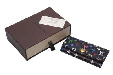 LOUIS VUITTON ルイヴィトン キーケース M93732 ミュルティクレ4連 モノグラムキャンバス ブラック ピンク 良品 中古 55957
