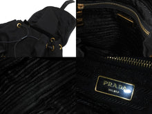 画像をギャラリービューアに読み込む, PRADA プラダ リュック デイパック 三角プレートロゴ ナイロン レザー ブラック ゴールド金具 ユニセックス 美品 中古 55958 