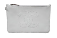 Load image into Gallery viewer, CHANEL シャネル ポーチ コインケース ココマーク 9番台 シリアルシール レザー ホワイト ピンク シルバー金具 美品 中古 55972