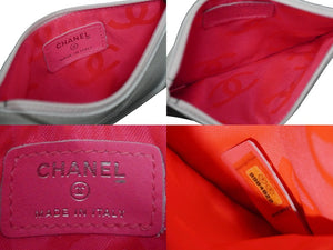 CHANEL シャネル ポーチ コインケース ココマーク 9番台 シリアルシール レザー ホワイト ピンク シルバー金具 美品 中古 55972