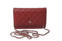 Load image into Gallery viewer, CHANEL シャネル ショルダーバッグ マトラッセ チェーンウォレット ラムスキン 22番台 レッド シルバー金具 美品 中古 55979