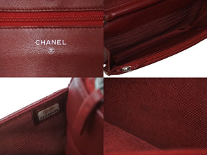 CHANEL シャネル ショルダーバッグ マトラッセ チェーンウォレット ラムスキン 22番台 レッド シルバー金具 美品 中古 55979