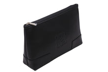 Load image into Gallery viewer, LOEWE ロエベ ポーチ 化粧ポーチ バニティ ロゴ入り 箱付き 100409 ブラック シルバー金具 美品 中古 55982