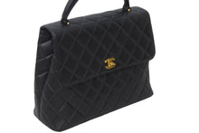 Load image into Gallery viewer, CHANEL シャネル ケリー型 ハンドバッグ トップハンドル 5番台 キャビアスキン ブラック シルバー金具 美品 中古 55987