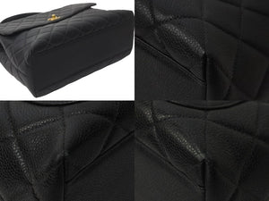 CHANEL シャネル ケリー型 ハンドバッグ トップハンドル 5番台 キャビアスキン ブラック シルバー金具 美品 中古 55987