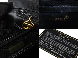 CHANEL シャネル ケリー型 ハンドバッグ トップハンドル 5番台 キャビアスキン ブラック シルバー金具 美品 中古 55987