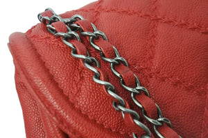 新品同様 CHANEL シャネル チェーンショルダーバッグ ココマーク キャビアスキン ステッチ 21番台 2015年 レッド 中古 55992