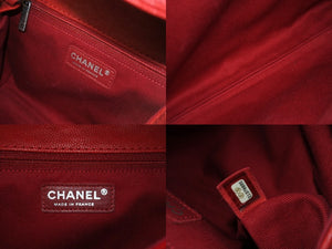 新品同様 CHANEL シャネル チェーンショルダーバッグ ココマーク キャビアスキン ステッチ 21番台 2015年 レッド 中古 55992