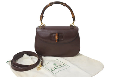 GUCCI グッチ バンブー 2WAYバッグ ハンドバッグ ショルダーバッグ 000 46 0018 レザー ブラウン ゴールド金具 美品 中古 55993