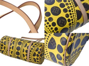 極美品 LOUIS VUITTON ルイヴィトン×草間彌生 ショルダーバッグ パピヨン モノグラム パンプキンドット イエロー M40688 中古 55997