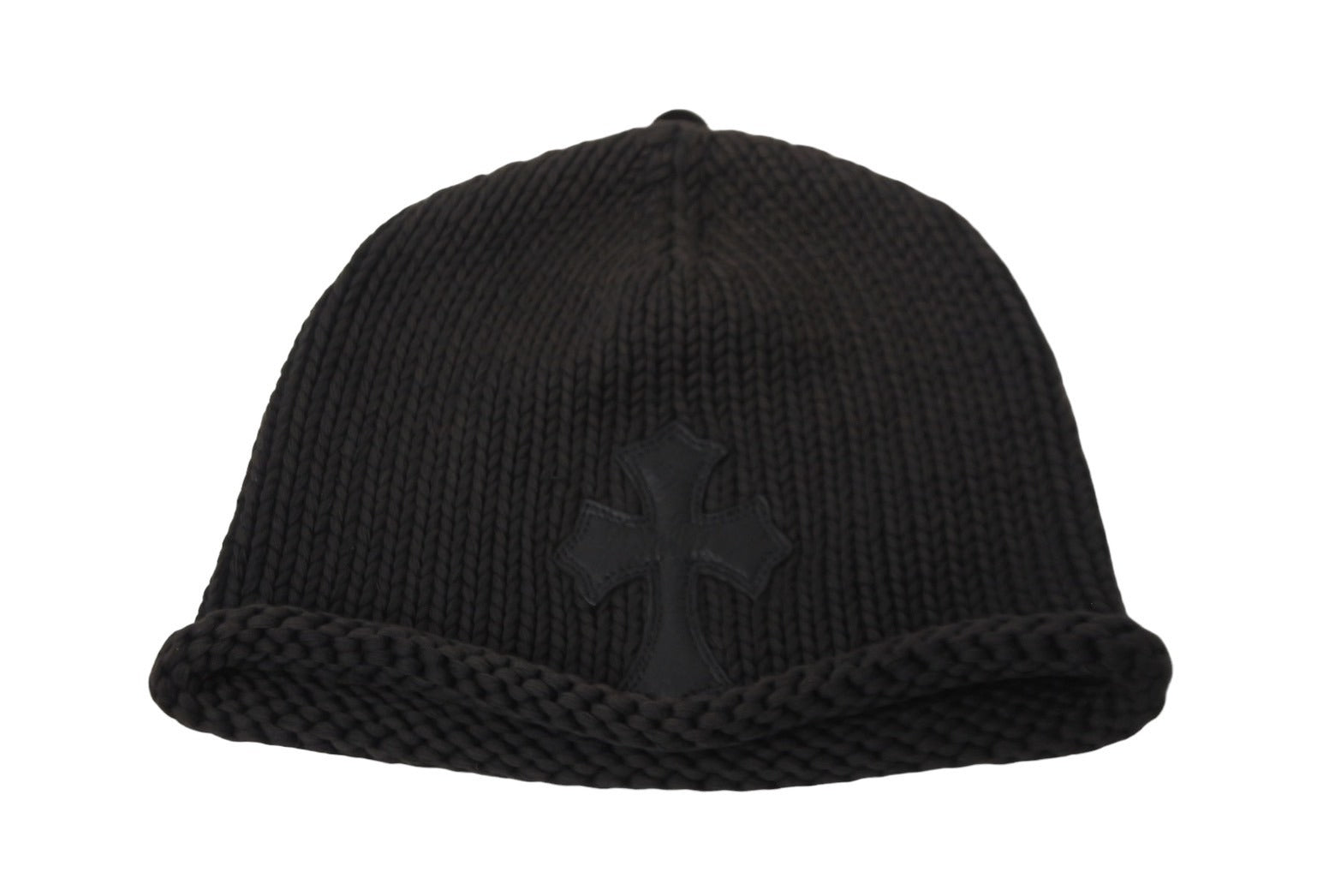 クロムハーツ ロサンゼルス店購入　本物　カシミア　ボンボン付　ニット帽 CHROME HEARTS クロムハーツ（原本無） BEANIE CASH レザー
