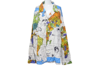 SAINT MICHAEL セントマイケル × DR WOO ドクター・ウー コラボ 長袖シャツ SLEEPWEAR パジャマ 世界地図 総柄 XL 美品 中古 56007 