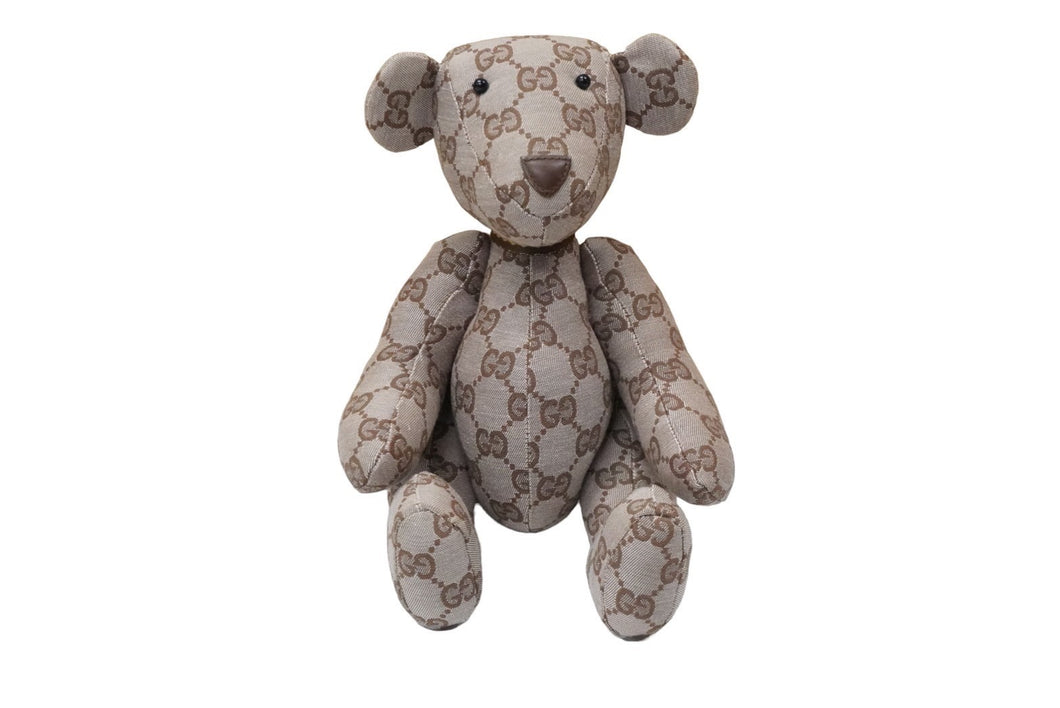 GUCCI グッチ GGキャンバス ぬいぐるみ 人形 テディーベア クマ ベージュ ピンク 7077722 美品 中古 56022