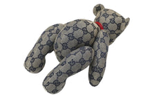 Load image into Gallery viewer, GUCCI グッチ GGキャンバス ぬいぐるみ 人形 テディーベア クマ ベージュ ネイビー 7077722 美品 中古 56023