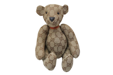 GUCCI グッチ GGキャンバス ぬいぐるみ 人形 テディーベア クマ ベージュ ブラウン 7077722 美品 中古 56025