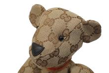 Load image into Gallery viewer, GUCCI グッチ GGキャンバス ぬいぐるみ 人形 テディーベア クマ ベージュ ブラウン 7077722 美品 中古 56025
