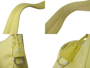 PRADA プラダ ハンドバッグ ミニバッグ 三角プレートロゴ テスート ナイロン 1NE515 イエロー シルバー金具 美品 中古 56057