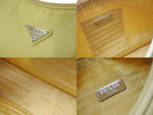 PRADA プラダ ハンドバッグ ミニバッグ 三角プレートロゴ テスート ナイロン 1NE515 イエロー シルバー金具 美品 中古 56057