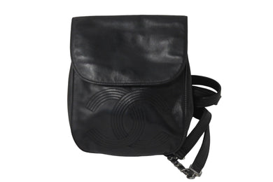 CHANEL シャネル ミニリュック チェーン レザー ココマーク ステッチ 4番台 ブラック シルバー金具 美品 中古 56063
