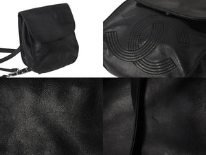 CHANEL シャネル ミニリュック チェーン レザー ココマーク ステッチ 4番台 ブラック シルバー金具 美品 中古 56063
