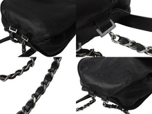 Load image into Gallery viewer, CHANEL シャネル ミニリュック チェーン レザー ココマーク ステッチ 4番台 ブラック シルバー金具 美品 中古 56063