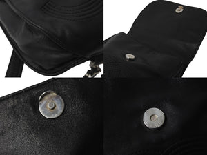CHANEL シャネル ミニリュック チェーン レザー ココマーク ステッチ 4番台 ブラック シルバー金具 美品 中古 56063