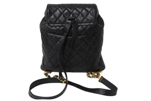 CHANEL シャネル ヴィンテージ リュック ココマーク マトラッセ 2番台 ラムスキン ブラック ゴールド金具 美品 中古 56064