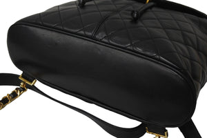 CHANEL シャネル ヴィンテージ リュック ココマーク マトラッセ 2番台 ラムスキン ブラック ゴールド金具 美品 中古 56064