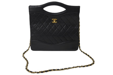 CHANEL シャネル ハンドバッグ マトラッセ 2WAY ショルダーバッグ 1番台 ブラック ラムスキン ゴールド金具 良品 中古 56065