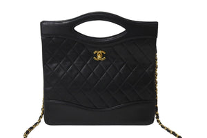 CHANEL シャネル ハンドバッグ マトラッセ 2WAY ショルダーバッグ 1番台 ブラック ラムスキン ゴールド金具 良品 中古 56065