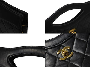 CHANEL シャネル ハンドバッグ マトラッセ 2WAY ショルダーバッグ 1番台 ブラック ラムスキン ゴールド金具 良品 中古 56065