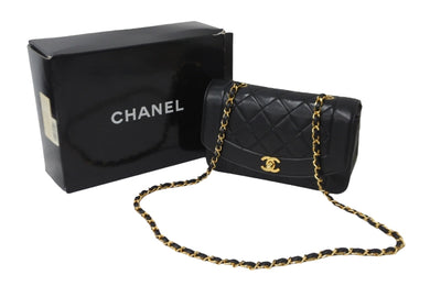 CHANEL シャネル ショルダーバッグ ダイアナ22 マトラッセ チェーン ヴィンテージ 2番台 ブラック ゴールド金具 美品 中古 56066