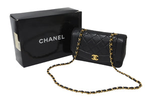 CHANEL シャネル ショルダーバッグ ダイアナ22 マトラッセ チェーン ヴィンテージ 2番台 ブラック ゴールド金具 美品 中古 56066