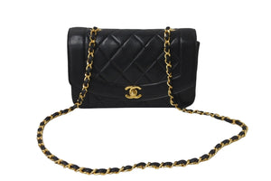 CHANEL シャネル ショルダーバッグ ダイアナ22 マトラッセ チェーン ヴィンテージ 2番台 ブラック ゴールド金具 美品 中古 56066