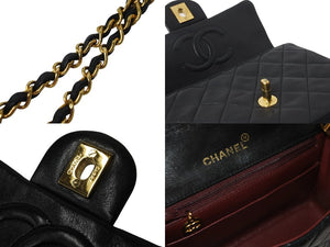 CHANEL シャネル ミニマトラッセ ココマーク ブラック シングルチェーンバッグ シングルフラップ レザー ゴールド金具 美品 中古 56067