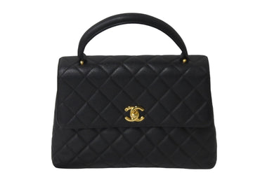 CHANEL シャネル ケリー型 ハンドバッグ トップハンドル 5番台 キャビアスキン ブラック ゴールド金具 美品 中古 56069