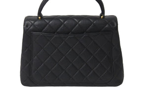 CHANEL シャネル ケリー型 ハンドバッグ トップハンドル 5番台 キャビアスキン ブラック ゴールド金具 美品 中古 56069