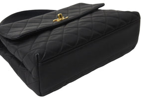 CHANEL シャネル ケリー型 ハンドバッグ トップハンドル 5番台 キャビアスキン ブラック ゴールド金具 美品 中古 56069