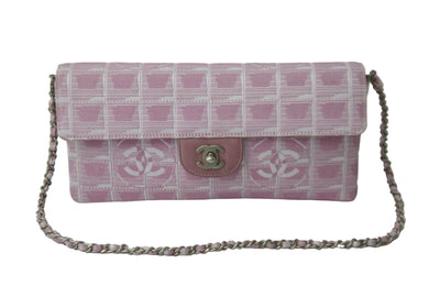CHANEL シャネル ショルダーバッグ チェーンショルダー 6番台 ニュートラベルライン ジャガードナイロン ピンク 良品 中古 56082