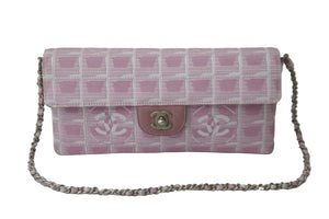 CHANEL シャネル ショルダーバッグ チェーンショルダー 6番台 ニュートラベルライン ジャガードナイロン ピンク 良品 中古 56082