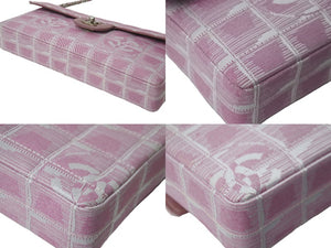 CHANEL シャネル ショルダーバッグ チェーンショルダー 6番台 ニュートラベルライン ジャガードナイロン ピンク 良品 中古 56082