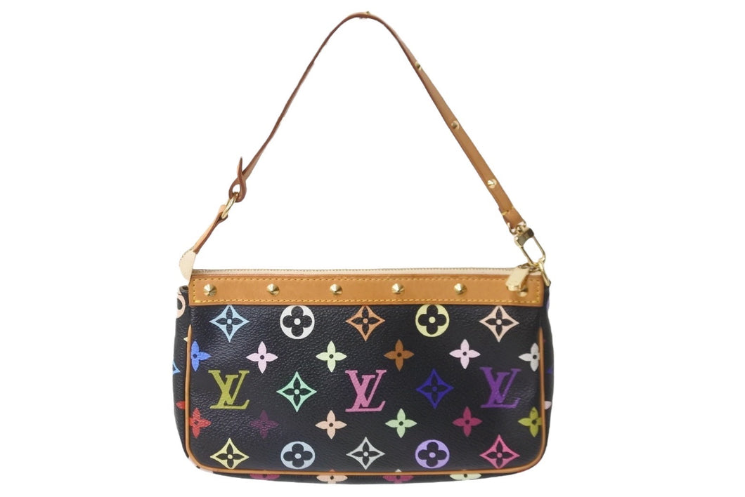 LOUIS VUITTON ルイヴィトン ハンドバッグ ポシェット アクセソワール M92648 マルチカラー ノワール ゴールド金具 美品 中古 56106