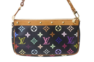 LOUIS VUITTON ルイヴィトン ハンドバッグ ポシェット アクセソワール M92648 マルチカラー ノワール ゴールド金具 美品 中古 56106