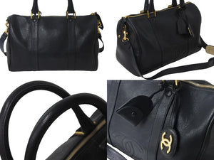 CHANEL シャネル 2WAYボストンバッグ ココマーク チャーム キャビアスキン 3番台 1995年 ブラック ゴールド金具 美品 中古 56111