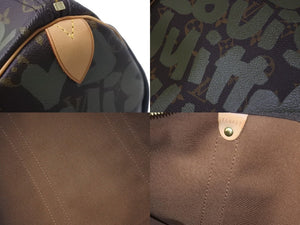 新品同様 LOUIS VUITTON ルイヴィトン モノグラム グラフィティ キーポル50 M92196 ブラウン カーキ ゴールド金具 中古 56121