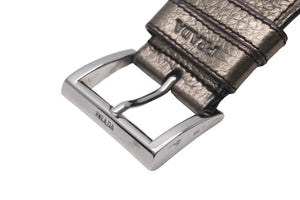 PRADA プラダ ベルト バックル ヴィンテージ ゴールド ベージュ レザー シルバー金具 美品 中古 56123
