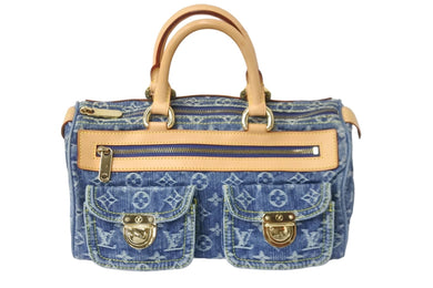 極美品 LOUIS VUITTON ルイヴィトン ハンドバッグ ネオスピーディ モノグラムデニム M95019 ゴールド金具 中古 56130