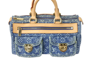 極美品 LOUIS VUITTON ルイヴィトン ハンドバッグ ネオスピーディ モノグラムデニム M95019 ゴールド金具 中古 56130