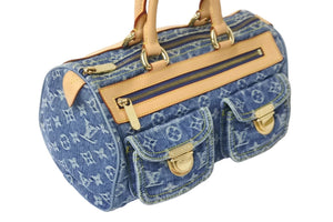 極美品 LOUIS VUITTON ルイヴィトン ハンドバッグ ネオスピーディ モノグラムデニム M95019 ゴールド金具 中古 56130