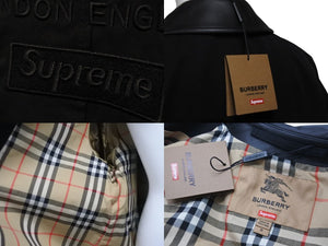 未使用品 Supreme シュプリーム コート バーバリー Leather Collar Trench ブラック サイズ S 8053604 中古 56136 